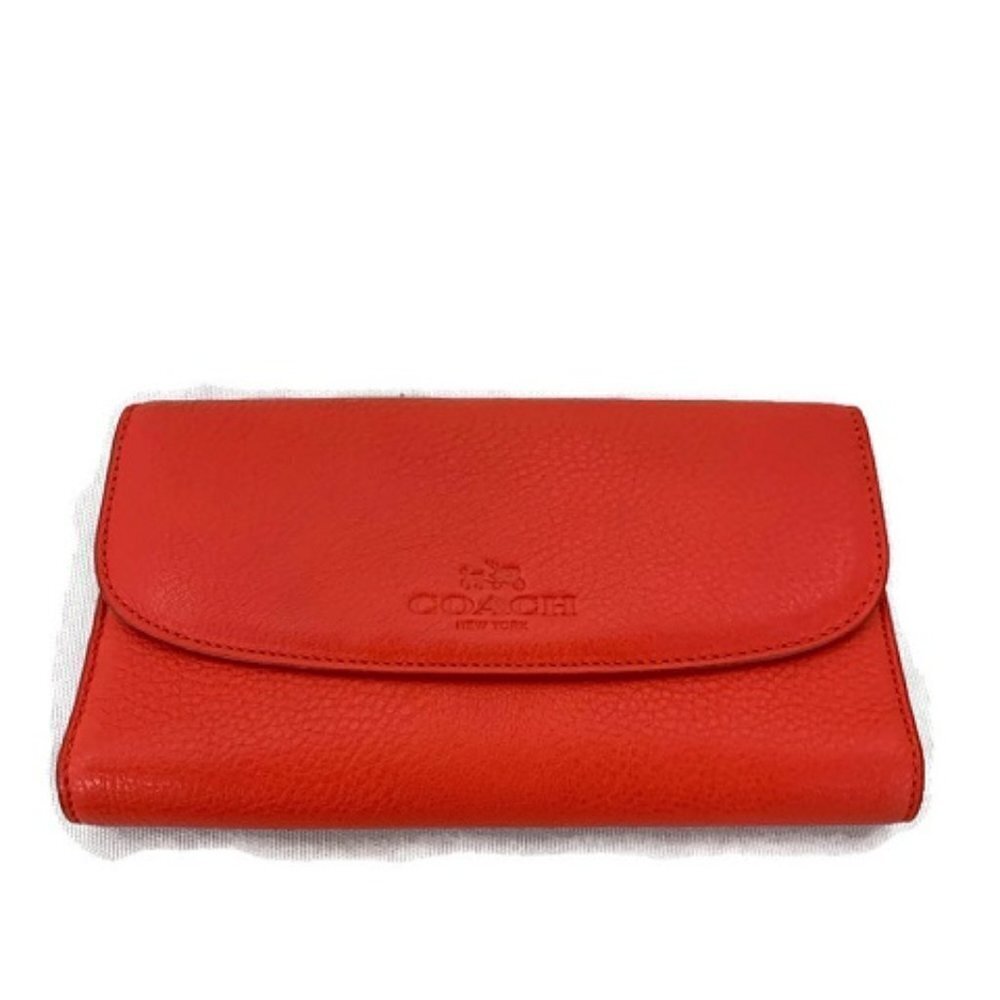 Coach Tangerine Leather Checkbook Wallet